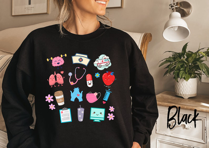 NURSE ICONS CREWNECK SWEATSHIRT